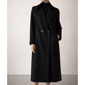 VTG Herman Kay Full Length Wool Double Breasted 2 Pocket Sz 10 Winter Black Coat